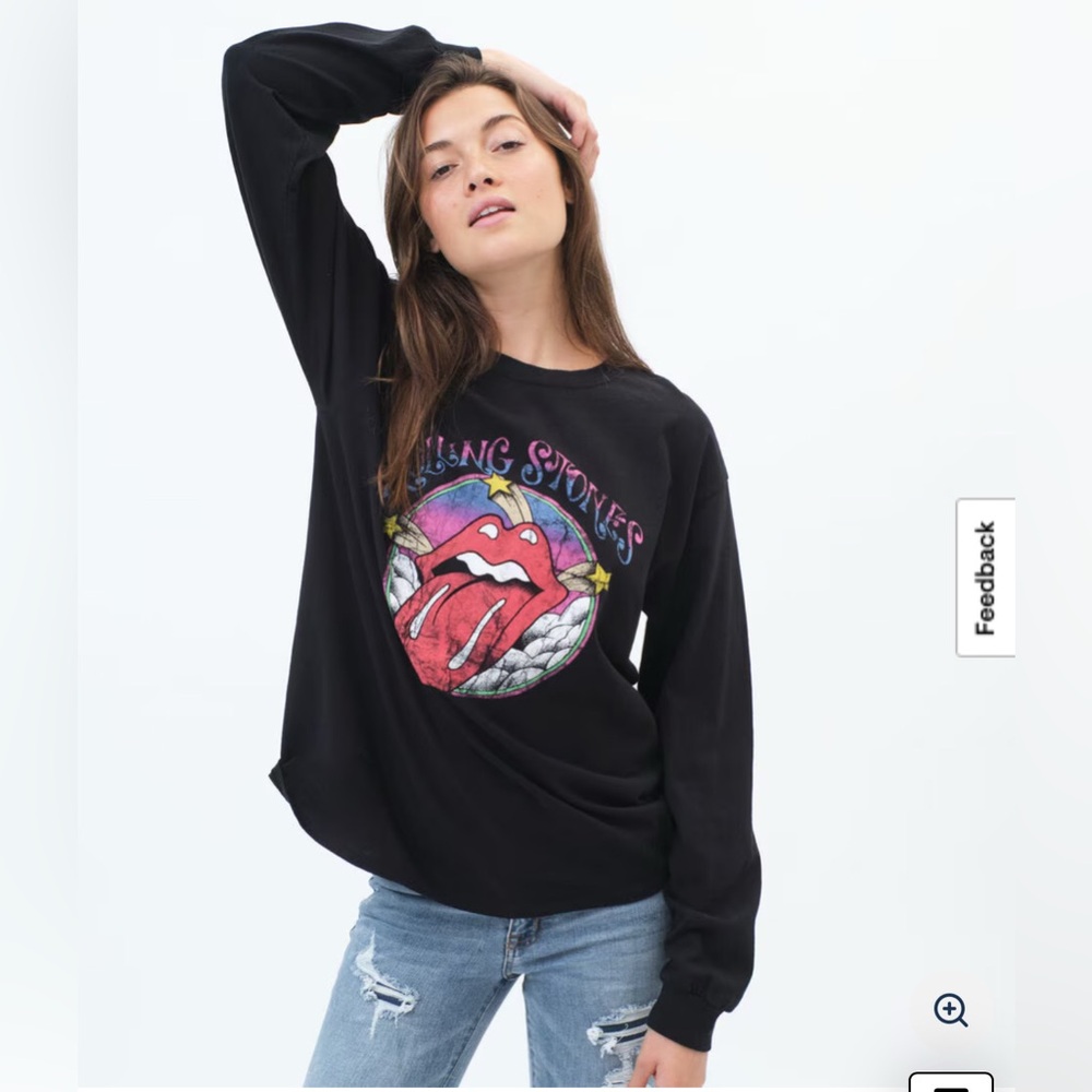 The Rolling Stones Black Long Sleeve Graphic Tee Size Medium